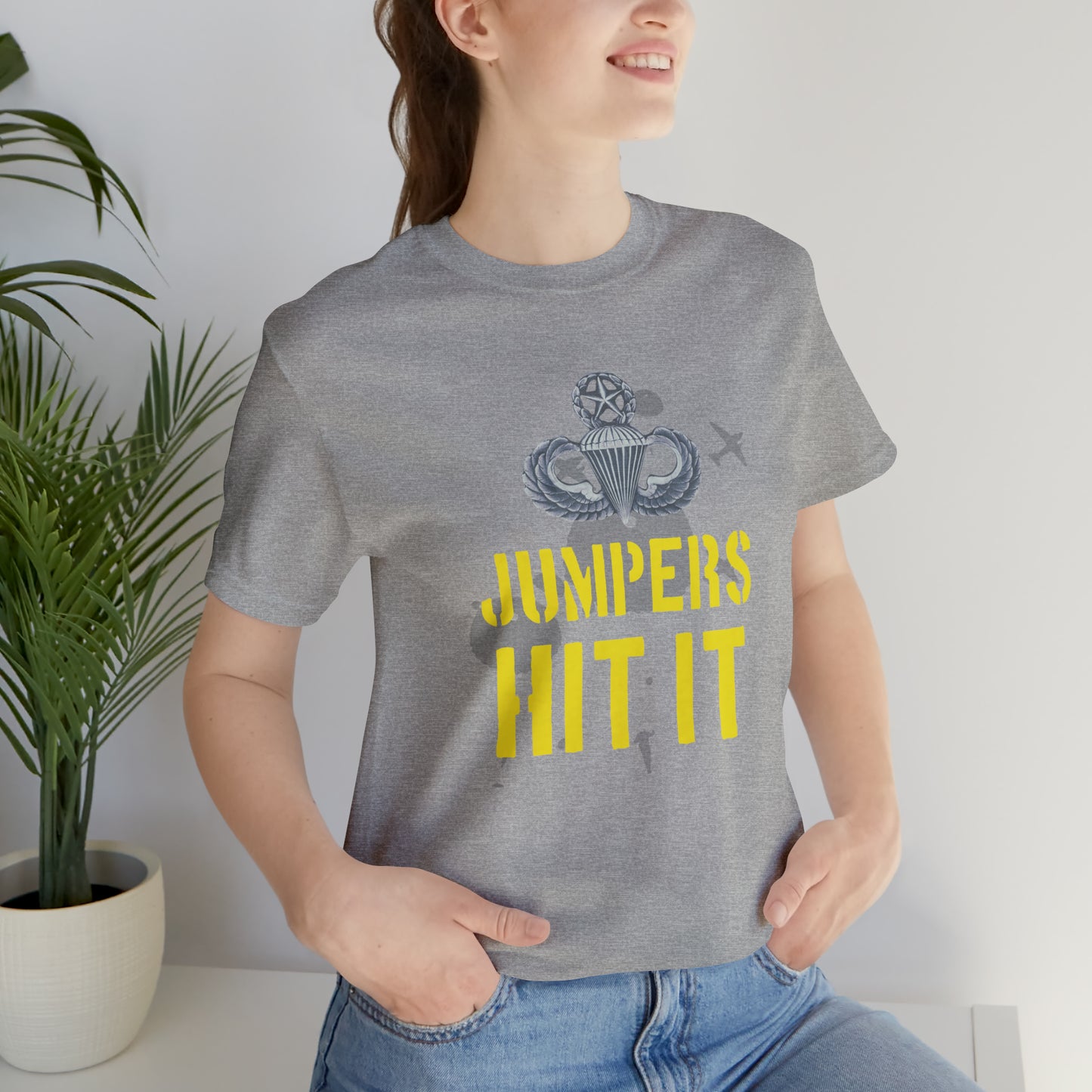Master Parachutist Badge with Jumpers Hit it Unisex Jersey Short Sleeve Tee