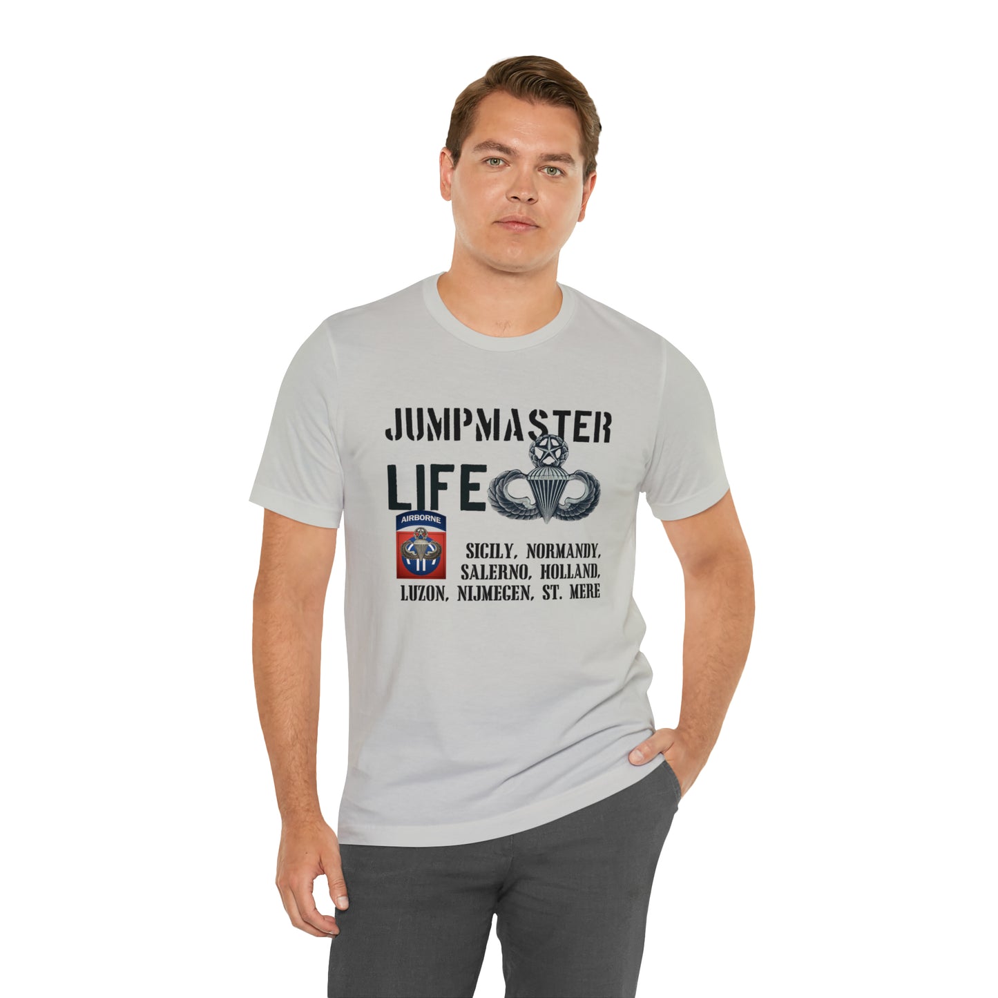Jumpmaster Life Drop Zones of Fort Bragg Unisex Jersey Short Sleeve Tee