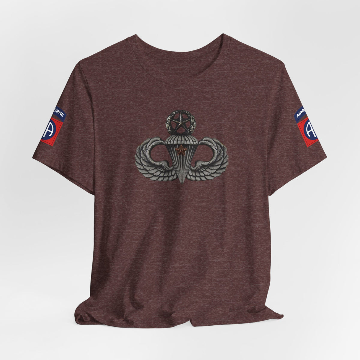 82nd Airborne Master Wings Combat Star Both-Sleeve Patch T-Shirt | Jumpmaster Life Collection