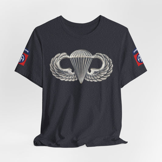 82nd Airborne Basic Wings Both-Sleeve Patch T-Shirt, Airborne Life