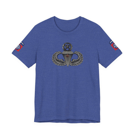 82nd Airborne Master Wings Combat Star Both-Sleeve Patch T-Shirt | Jumpmaster Life Collection