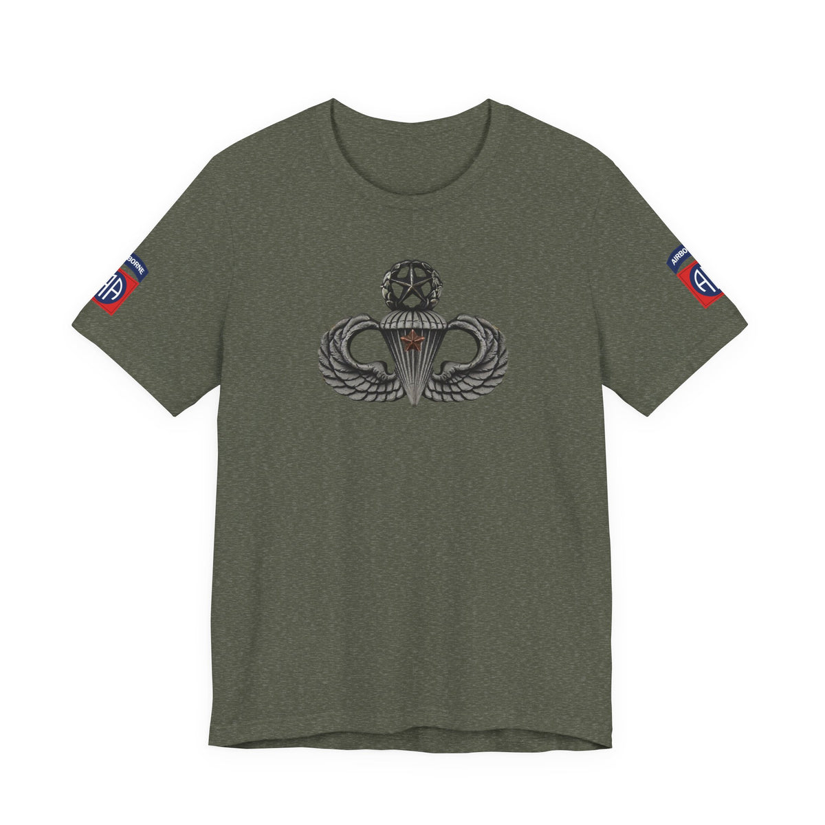 82nd Airborne Master Wings Combat Star Both-Sleeve Patch T-Shirt | Jumpmaster Life Collection