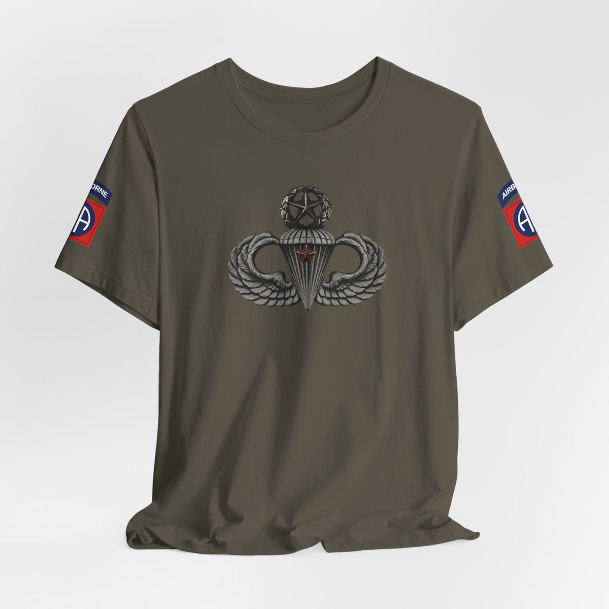 82nd Airborne Master Wings Combat Star Both-Sleeve Patch T-Shirt | Jumpmaster Life Collection