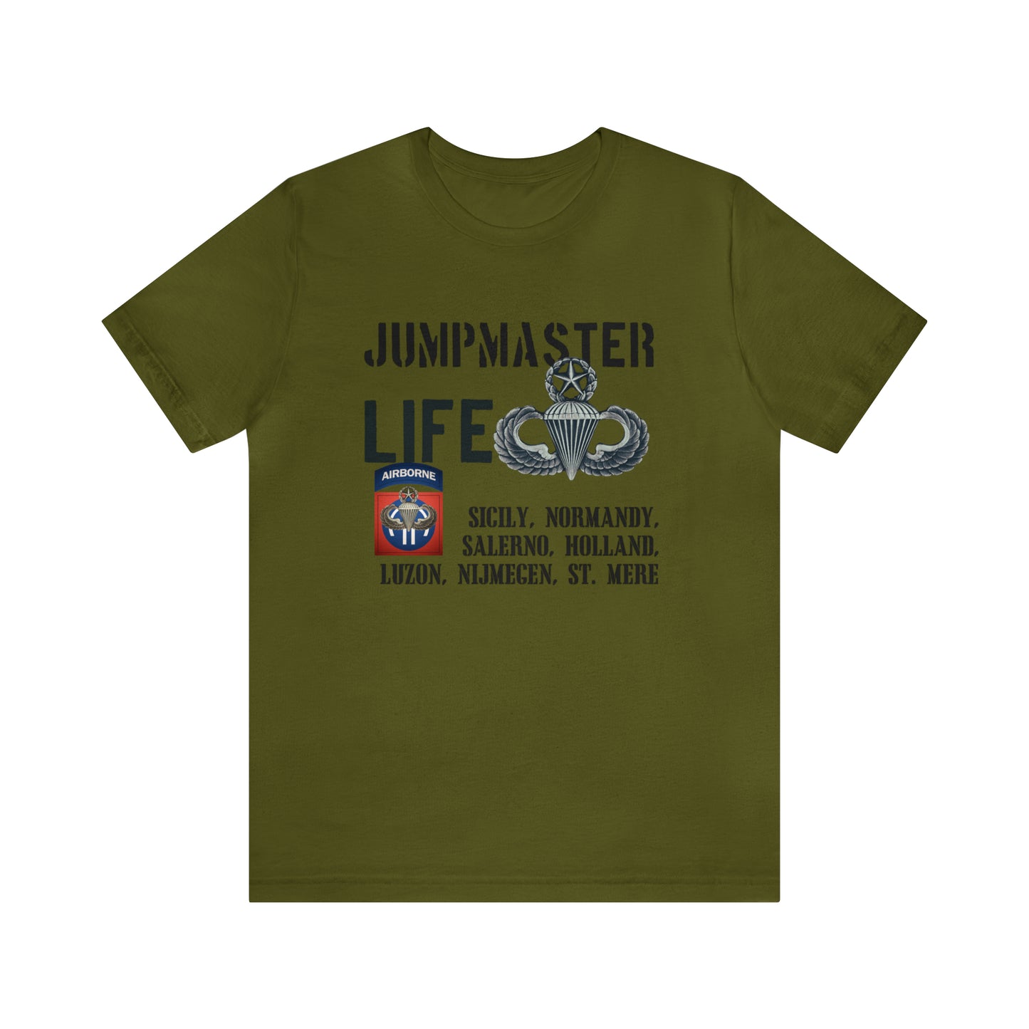 Jumpmaster Life Drop Zones of Fort Bragg Unisex Jersey Short Sleeve Tee