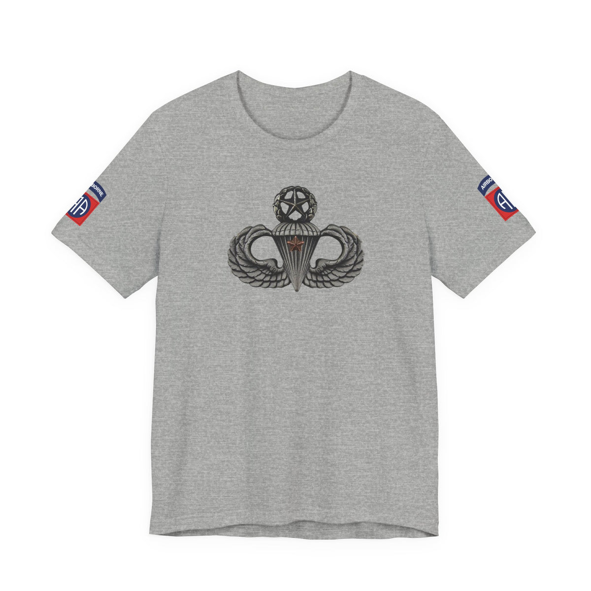 82nd Airborne Master Wings Combat Star Both-Sleeve Patch T-Shirt | Jumpmaster Life Collection