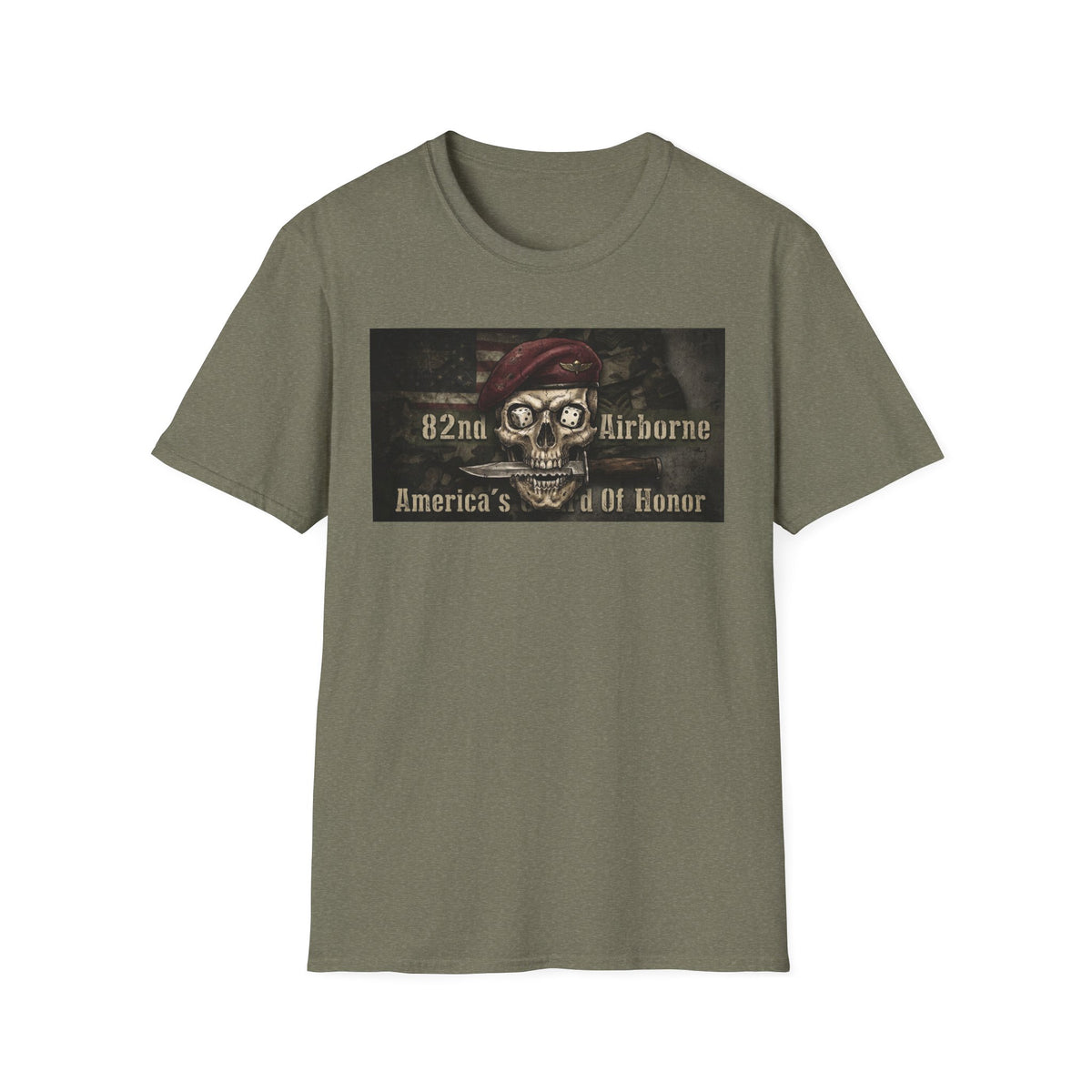 Brett Hunt Paratrooper 82nd Airborne T-Shirt, skull in maroon beret