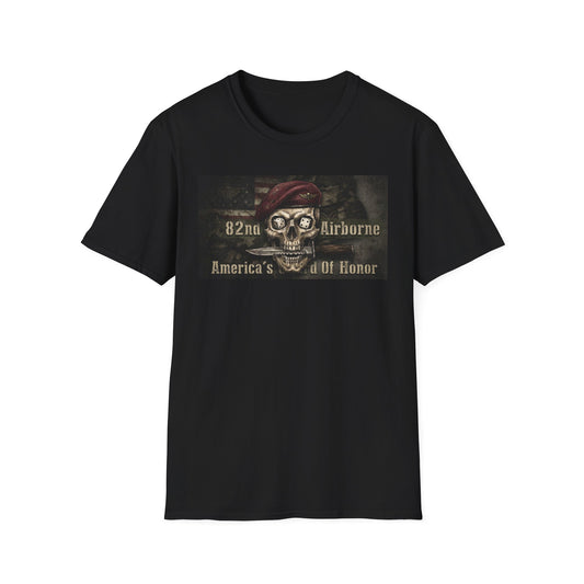 Brett Hunt Paratrooper 82nd Airborne T-Shirt, skull in maroon beret