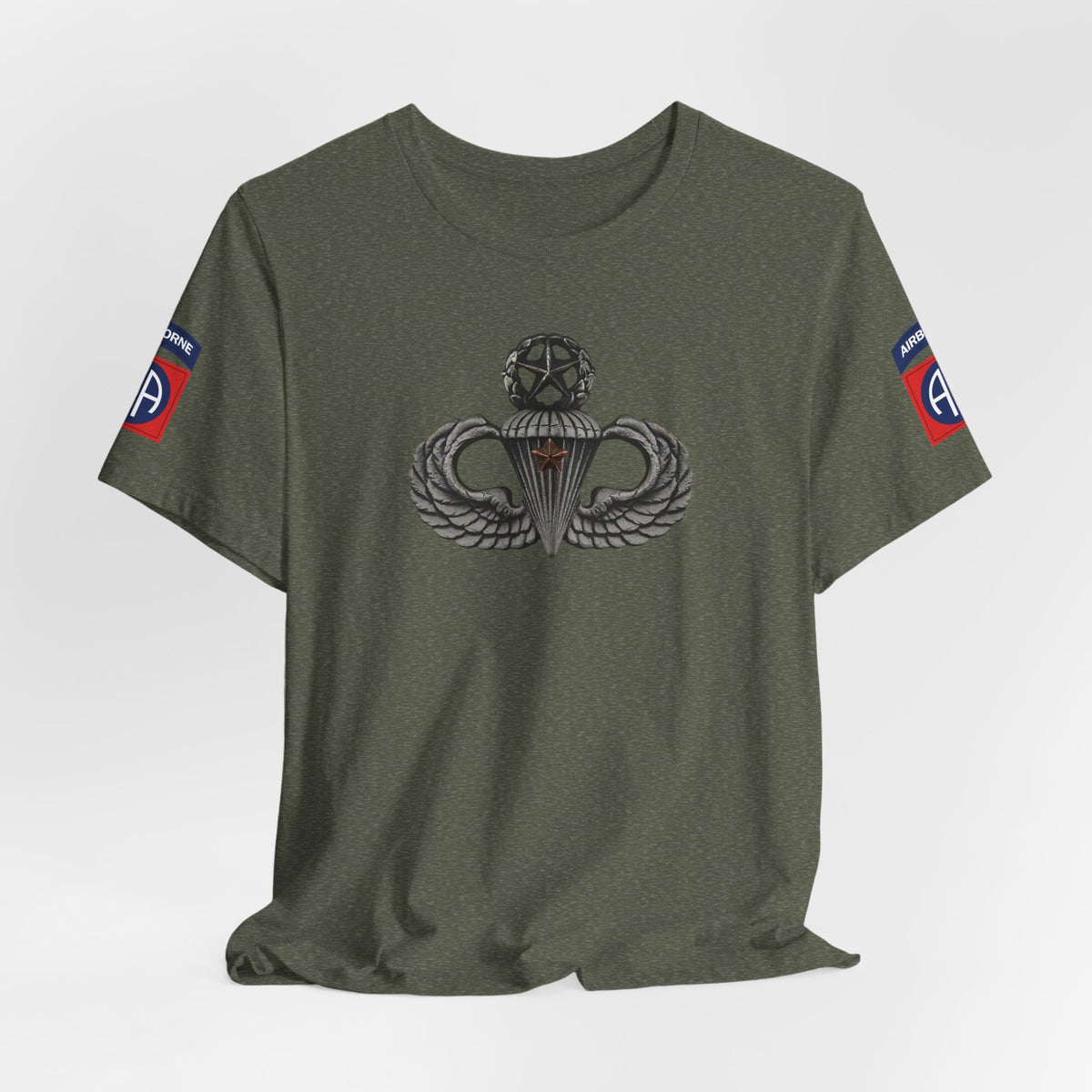 82nd Airborne Master Wings Combat Star Both-Sleeve Patch T-Shirt | Jumpmaster Life Collection