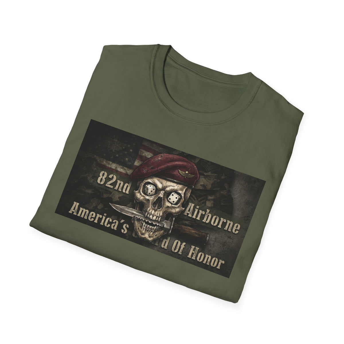 Brett Hunt Paratrooper 82nd Airborne T-Shirt, skull in maroon beret