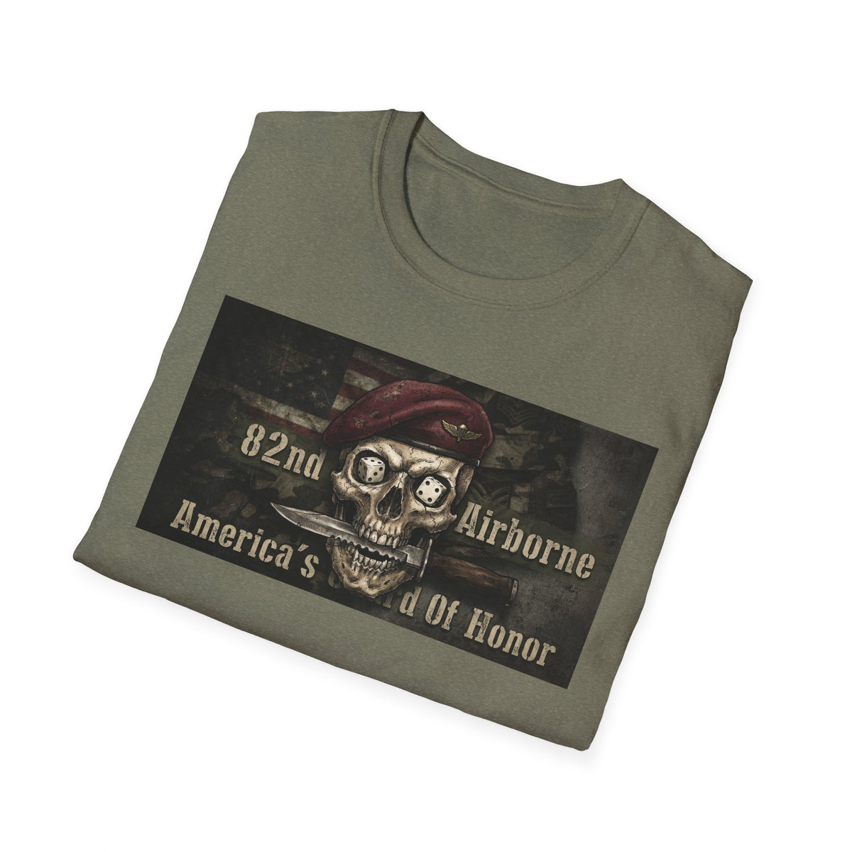 Brett Hunt Paratrooper 82nd Airborne T-Shirt, skull in maroon beret
