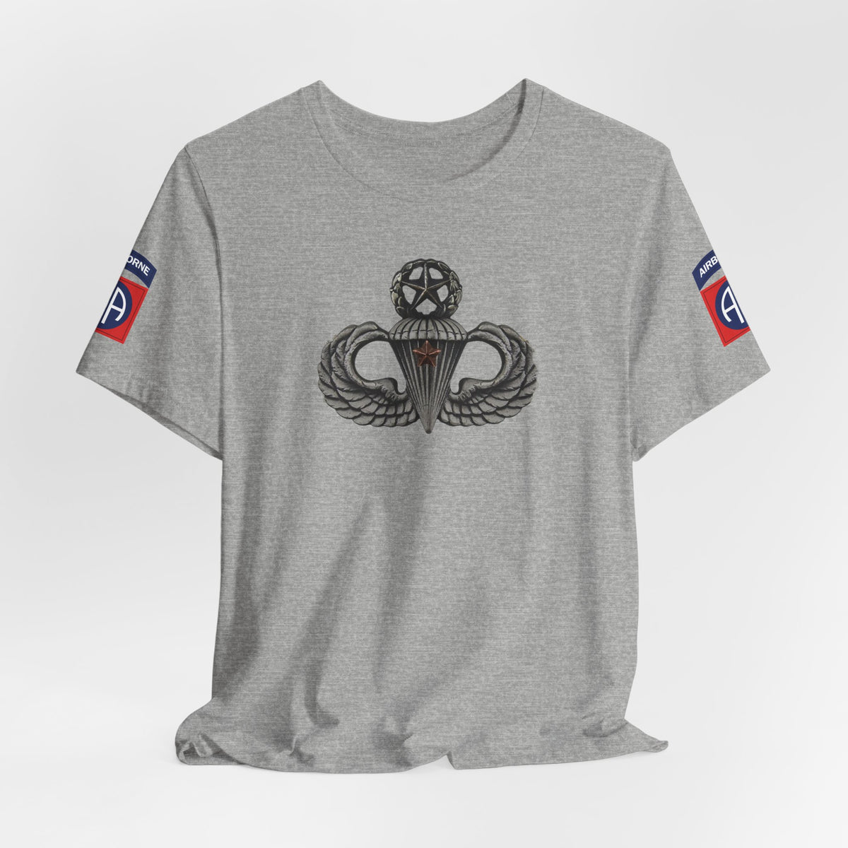 82nd Airborne Master Wings Combat Star Both-Sleeve Patch T-Shirt | Jumpmaster Life Collection